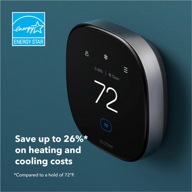 Ecobee New Smart Thermostat Premium with Smart Sensor and Air Quality Monitor - Programmable Wifi Thermostat - Works with Siri, Alexa, Google Assistant