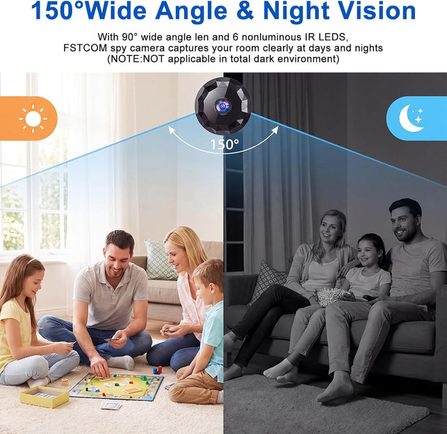 Mini Hidden Camera 1080P Full HD Hidden Camera Portable Small Nanny Cam with Night Vision and Motion Detection - Built-In Battery - 1-Way Audio Covert Security Camera for Home/Office/Indoor/Outdoor