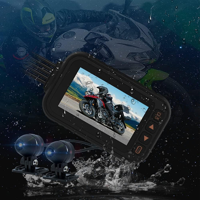 OBEST Motorcycle Camera Dash Cam MT35 1080P+720P Dual AHD Front Rear Bike Dashcam with 3'' IPS Screen G-Sensor Parking Mode Waterproof Loop Recording Bike Cycle Driving Recorder