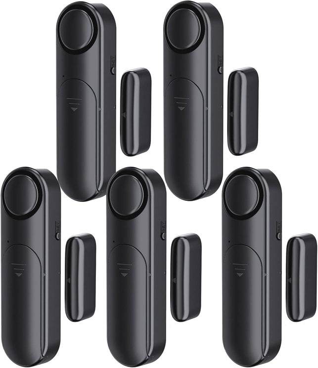 Window and Door Alarm When Opened (5 Pack) for Kids Safety/Home Security, Sliding Glass Front Door Opening Sensor Alarms for Dementia, 120Db Burglar Alert, Ideal for Business, Garage, Apartment, Black