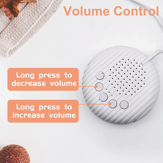 White Noise Machine, Xkey Portable Sound Machine with 10 Natural Soothing Sounds 3 Timers, Compact Sleep Sound Machine with Volume Control Powered by USB, White Hanging Sound Machine (A)