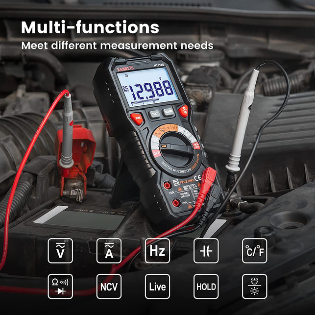 KAIWEETS HT118E Digital Multimeter TRMS 20000 Counts with Higher Resolution Auto-Ranging Voltmeter Accurately Measures Voltage Current Resistance Diodes Continuity Duty-Cycle Capacitance Temperature
