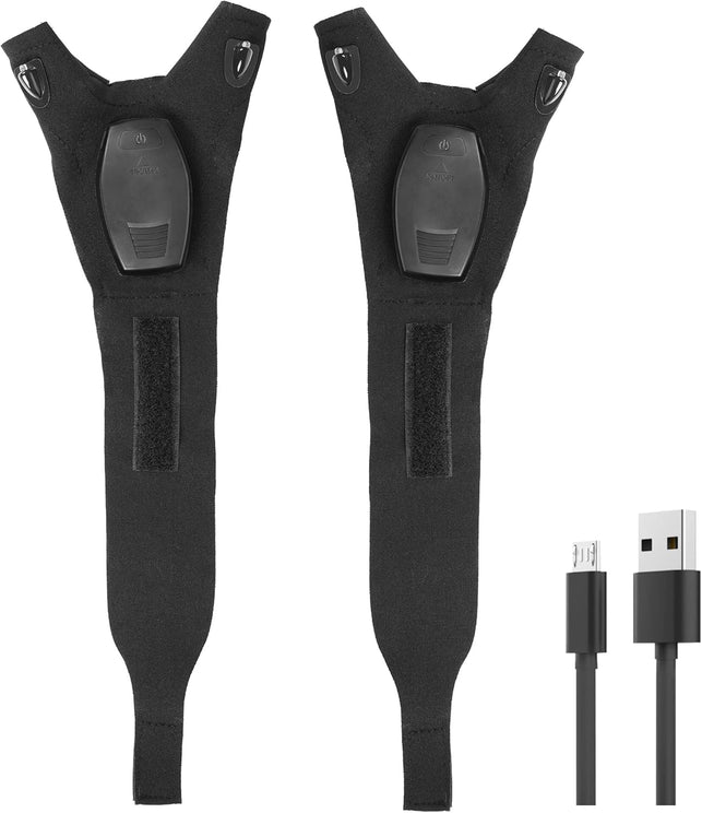 LED Rechargeable Flashlight Glove Lamp Unique Tools Gifts for Men Dad Adults,Cool Gadgets Hands-Free Lights Fingerless Work Gloves with Stretchy Strap for Home Fishing Camping Hunting(1 Pair)