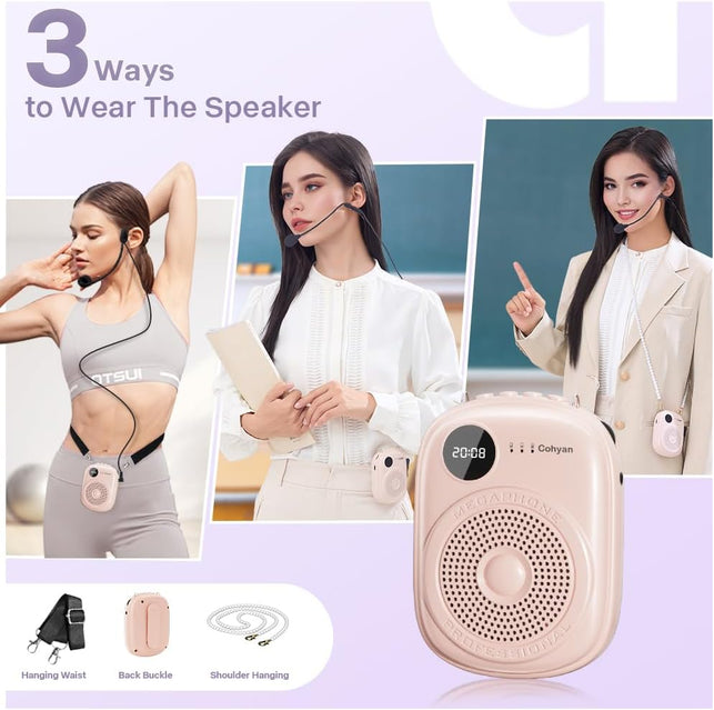 Voice Amplifier for Teachers, Portable Bluetooth Wired Microphone & Speaker, Rechargeable Bullhorn Megaphone for Classroom, Meetings, Yoga, Training, Tour Guides Wired Microphone (K18)