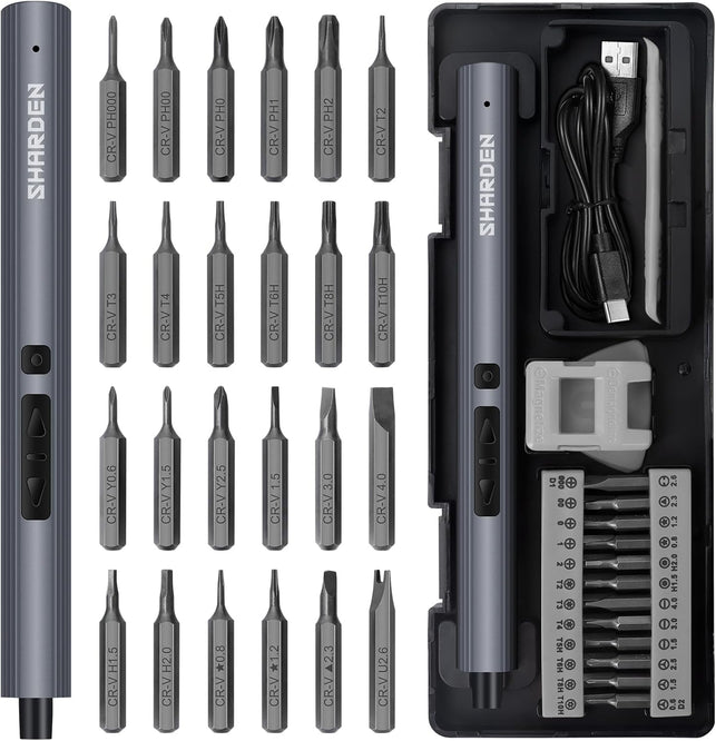 SHARDEN Mini Electric Screwdriver, 29 in 1 Small Electric Screwdriver Kit