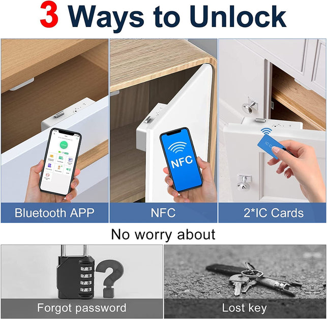 Cabinet Lock, Dhiedas RFID Hidden Cabinet Lock, Bluetooth Electronic Cabinet Lock DIY Child Safety Lock for Liquor Cabinet Drawer Locker Cupboard Concealment Furniture