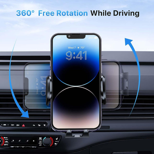 【2024 New Generation】Miracase Car Phone Holder, Air Vent Car Phone Mount 【Upgraded Double Metal Hook】360 Degree Adjustable Compatible with Iphone/Samsung/Nokia and All 4.0"-7.0" Smartphones