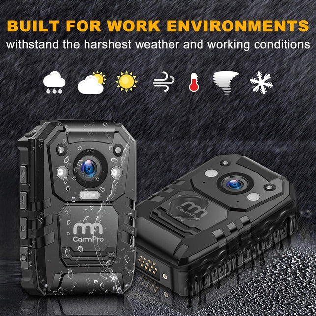 Cammpro I826 1296P HD Police Body Camera,128G Memory,Waterproof Body Worn Camera,Premium Portable Body Camera with Audio Recording Wearable,Night Vision,Gps for Law Enforcement