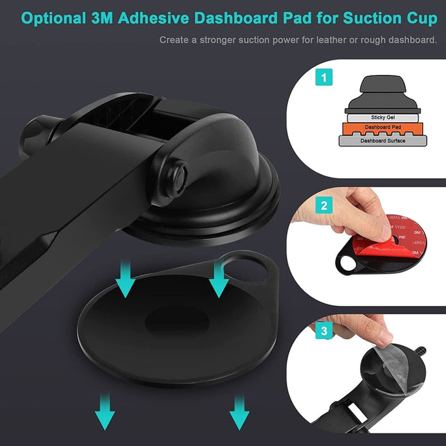 Car Dashboard & Windshield Tablet Mount Holder, 360° Rotation Window Dash Stand for Ipad Pro 12.9/11/10.5/9.7/Air/Mini, Samsung Galaxy Tab, 4.7-12.9" Tablets & Phone, TPU Suction Cup Sticky Gel & Pad