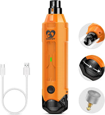 Casfuy 6-Speed Dog Nail Grinder - Newest Enhanced Pet Nail Grinder Super Quiet Rechargeable Electric Dog Nail Trimmer Painless Paws Grooming & Smoothing Tool for Large Medium Small Dogs (Orange)