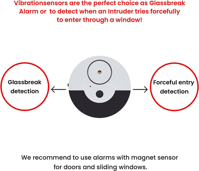 CATSONIC Premium Window Alarm Device Set - Extra Loud 130Db Alarm & Vibration Sensors - Universal Compatibility & Easy Installation - Great for Home, Office & RV Security (6 Set Black)