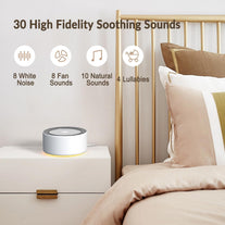 White Noise Machine with 30 High Fidelity Soundtracks, 7 Colors Night Lights, Full Touch Metal Grille and Buttons, Timer and Memory Features, Plug In, Sound Machine for Baby, Adults