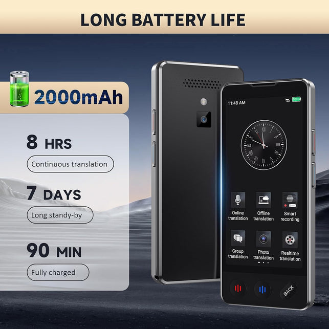AI Language Translator Device, 2026 Upgraded Translator No Wifi Needed, Support Chatgpt, Voice Instant Two-Way 150 Language Translator, Offline/Recording/Photo Translation for Business Travel