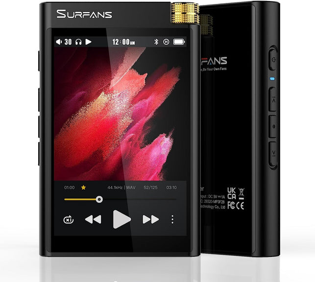 Surfans Hifi Bluetooth MP3 Player: F28 High Res Lossless Portable Music Player - 3.5 Inch Digital Audio Player 32GB Support up to 512GB