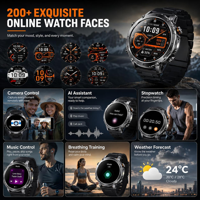 AK106 Military Smartwatch Men 1.7" IP68 1400Mah