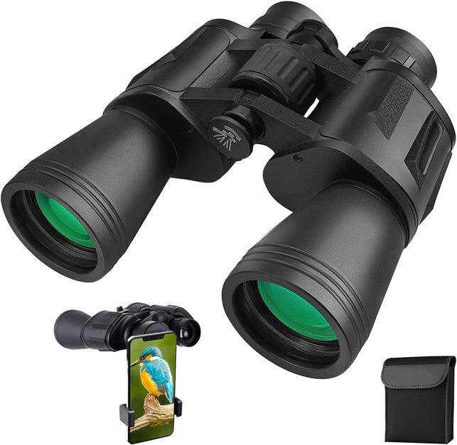 20X50 Binoculars for Adults, High Power Compact Waterproof Binoculars Telescope with Low Light Night Vision for Hunting Bird Watching Travel Football Games with Carrying Case and Strap