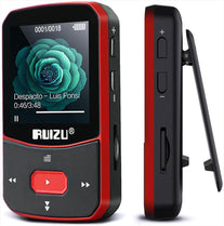 RUIZU 64GB Clip MP3 Player with Bluetooth 5.3, Portable Music Player with Voice Recorder for Sports Running, FM Radio, Pedometer, A-B Repeat, Audio Shuffle Playback, Support 128GB Micro SD Card, Red