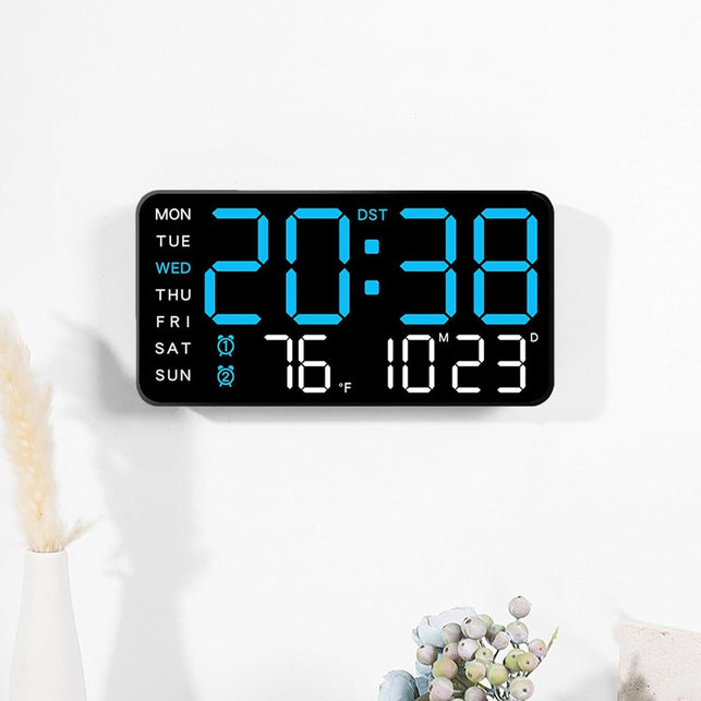 Digital Wall Clock Battery Operated Large Led Temperature Display Decor