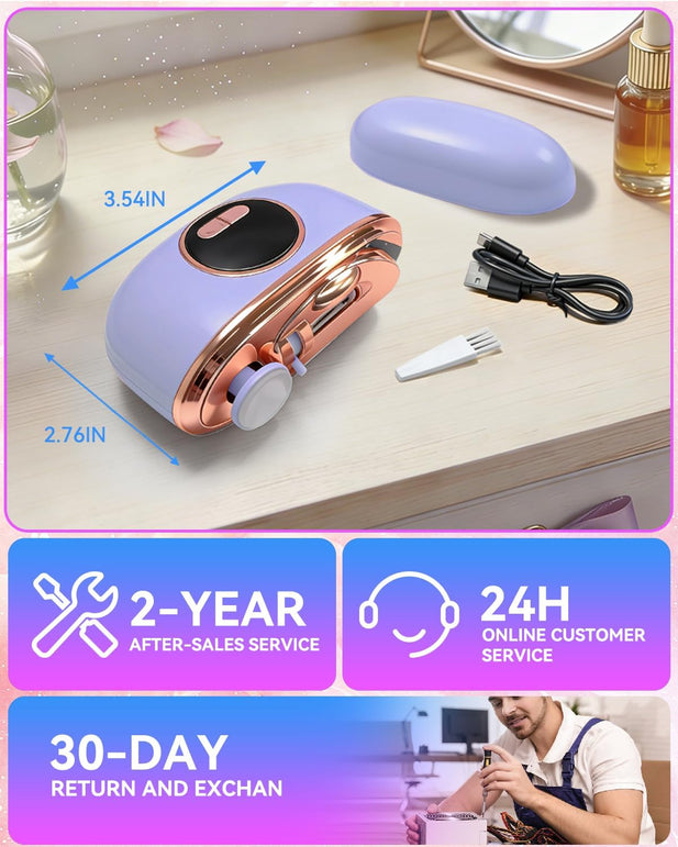 2026 Upgraded 3-In-1 Automatic Electric Nail Clipper【5.0 German Power Motor】【3 Smart Modes & Double-Blade】【Safe Nail Trimmer Polishing】 with LED Light & Dust Storage, Quiet & Gentle for Senior Adults (Purple 01)