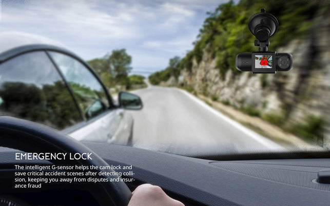 COOAU 1080P FHD Built-In GPS Wi-Fi Dash Cam, Front and inside Car Camera Recorder with Infrared Night Vision, Sony Sensor, Supercapacitor, 4 IR Leds，G-Sensor, Parking Mode, Loop Recording (D30)