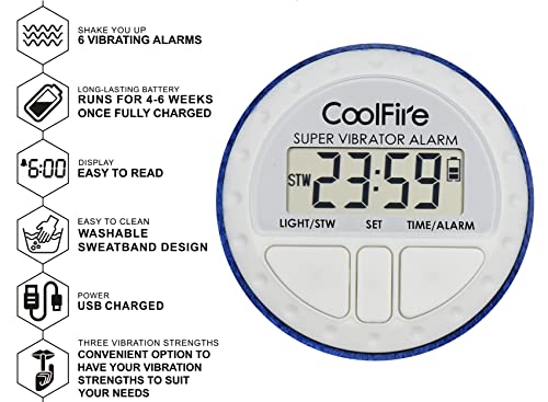 CoolFire Vibrating Alarm Clock - Silent Alarm Wristband Vibrating Alarm Watch. Silent Wrist Shock Alarm Clock. Vibration Alarm Bracelet, Alarm Clock for Sleepers & Smart Alarm Clock USB (Purple)