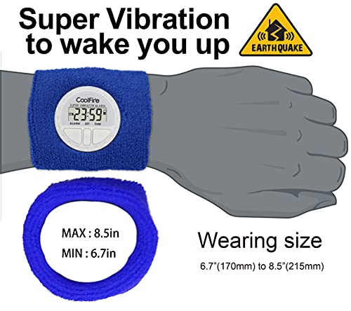 CoolFire Vibrating Alarm Clock - Silent Alarm Wristband Vibrating Alarm Watch. Silent Wrist Shock Alarm Clock. Vibration Alarm Bracelet, Alarm Clock for Sleepers & Smart Alarm Clock USB (Purple)