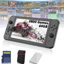 Credevzone X70 Handheld Game Console 7.0 Inch Pro Retro Games Consoles Classic Video Games Pad Style Preinstalled System Built-In Rechargeable Battery Gaming Consoles 64GB