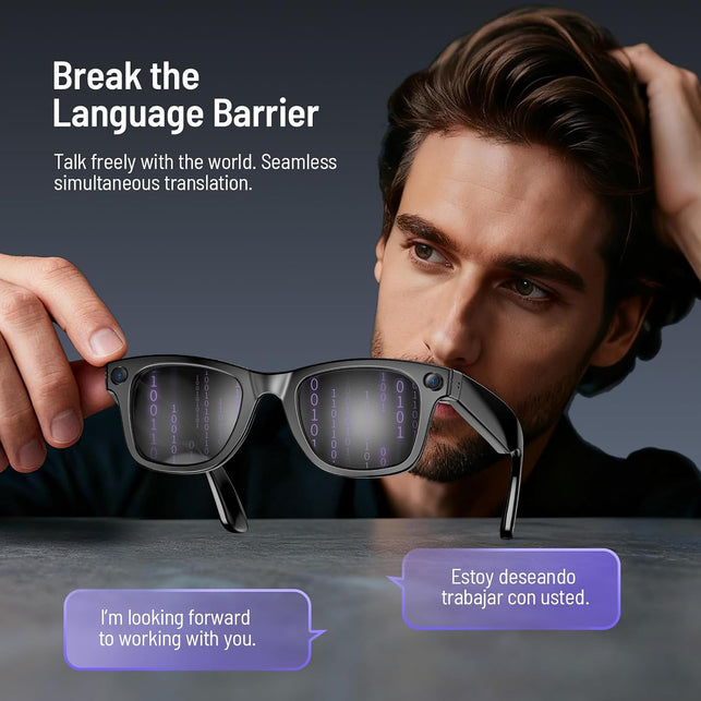 4K AI Smart Glasses with Camera, Bluetooth Call & Photochromic | 8MP Video Recording Glasses & Audio, Real-Time Translation, Voice Control. IP67 Waterproof for Life Vlog Travel