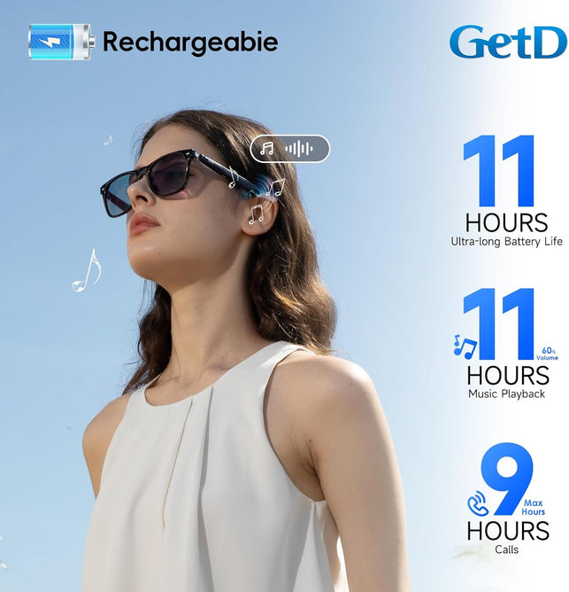 Getd AI Glasses, Smart Glasses Powered by Chatgpt, Real-Time AI Translation | Photochromic Lens, AI Translation in 145 Languages, Hands‑Free Calls, Immersive Audio, Holds AI Conversations