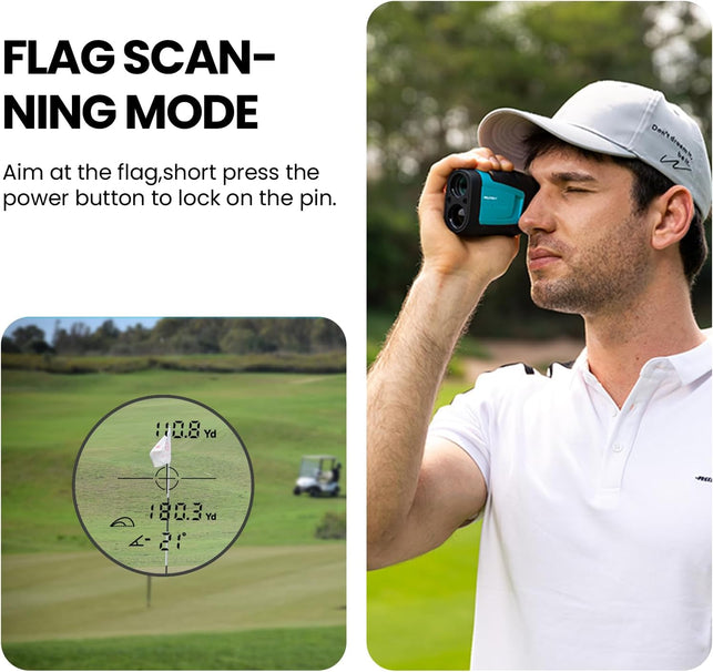 Mileseey Golf Range Finder with Slope On/Off,1000 Metres,±0.5M Accuracy,Flag Lock with Vibration, Magnification,Scan Measurement for Golfers