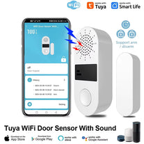 iHseno Tuya Wifi Door Window Sensor Sound and Light Alarm Home Security Wireless Magnetic Anti-Theft Smart Voice Control Protection