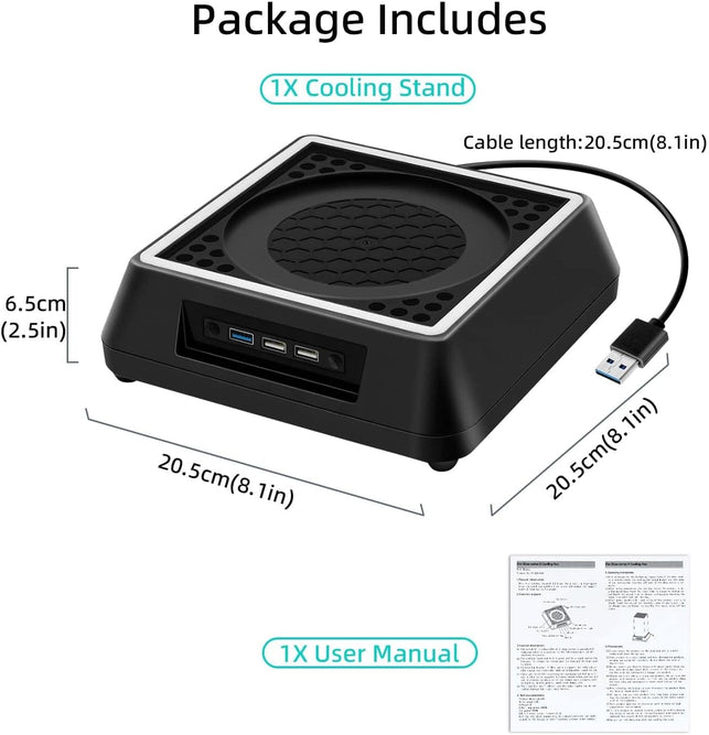 Mcbazel Cooling Fan for Xbox Series X,RGB LED Light Vertical Cooling Stand with Adjustable 3 Levels of Fan Speed