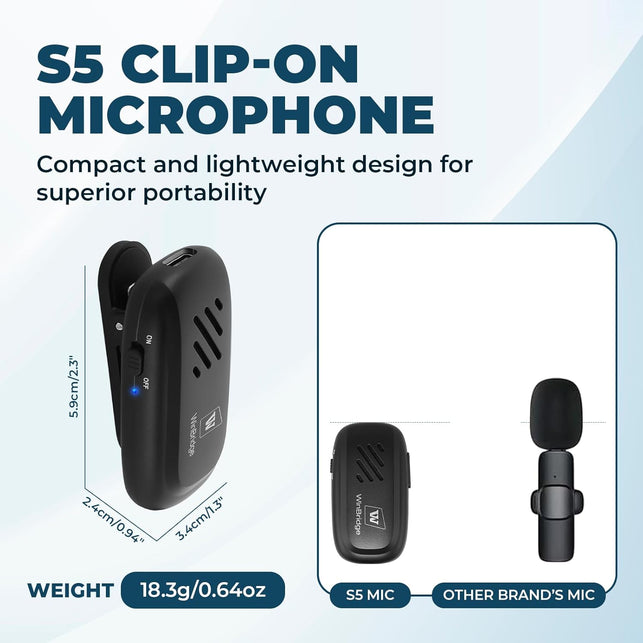 Winbridge Wireless Voice Amplifier with Bluetooth Lavalier Lapel Microphone for Teachers,Portable Speaker and Wireless Clip on Microphone System, Mini Megaphone Speaker Mic Set 15W 2600Mah WB005