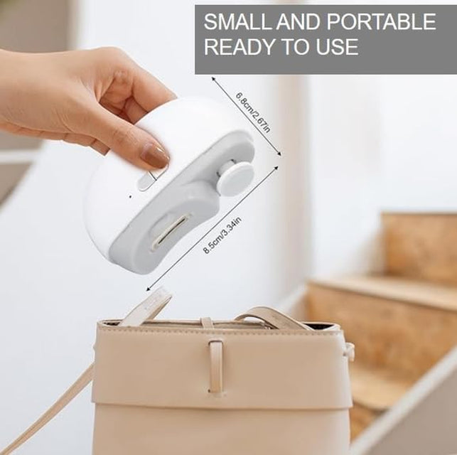 Electric Automatic Nail Clipper with Light & 2 Speeds,Fingernail Cutter and File 2 in 1 Design, USB Rechargeable Safety Fingernail Trimmer for Baby, Kids, Seniors and Adult (White)