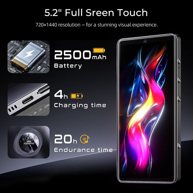 HIFI WALKER G7 Pro Android MP3 Player with Wifi & Bluetooth, 5.2” HD Touchscreen, 4GB RAM + 32GB Storage, Streaming & Offline Music Player with Speaker, Camera & Expandable Storage
