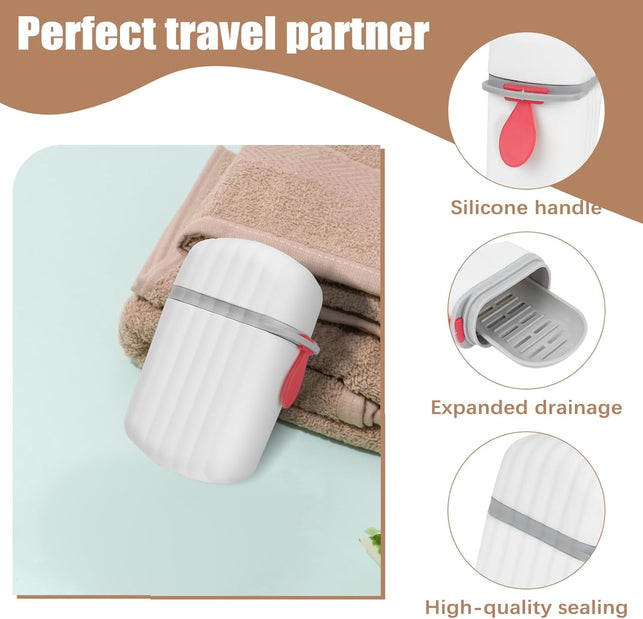 Zoyiancy 4Pcs Travel Soap Box Soap Case with Lid, Portable Soaps Container Waterproof Leakproof with Draining Layer Soaps Dish for Travel Camp Outdoor Bathroom (White, Black)