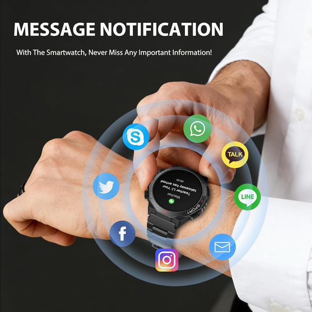 1.7" Smart Watch round Touch Screen, Bluetooth Call for Ios Android