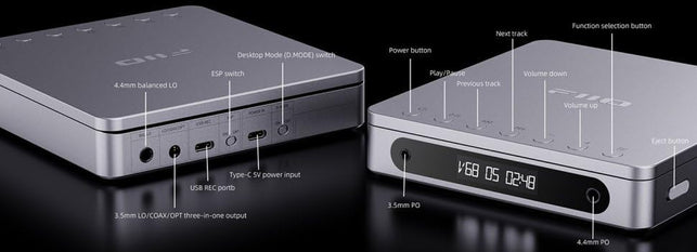 Fiio DM13 Multifunctional Portable Stereo CD Player with Long-Lasting Battery, Supports USB Ripping, Optical/Coaxial/3.5Mm/4.4Mm Outputs (Skylight Bluetooth)
