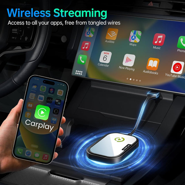 Wireless Carplay Adapter for Apple Iphone, Converts Factory Wired Carplay to Wireless Carplay 2024 Upgrade Plug & Play Auto Connect Fast Easy Use for Cars from 2017 & Iphone Ios Black