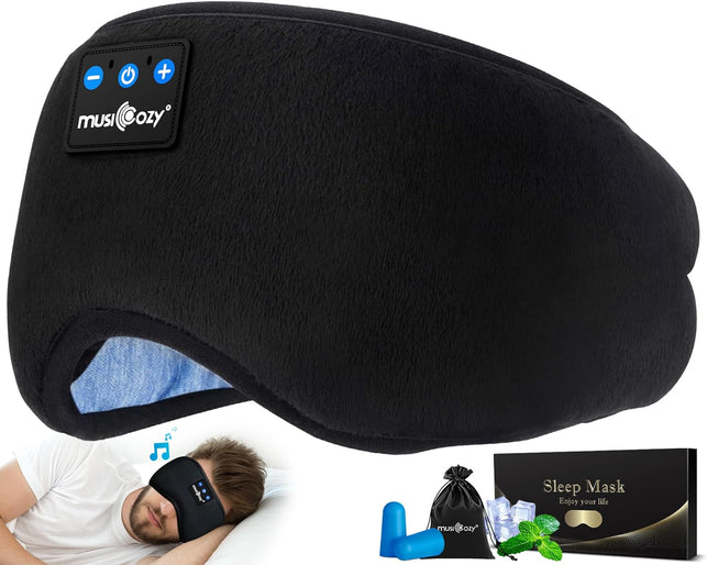 MUSICOZY Sleep Headphones Bluetooth 5.4 Headband Sleeping Headphones Eye Mask for Women Men Unisex, Wireless Music Mask Built-In Speakers Microphone Adjustable Strap for Side Sleepers Travel Office