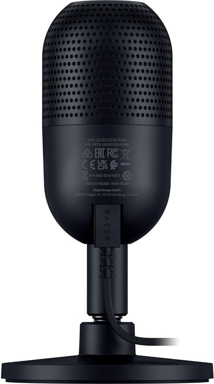 Razer Seiren V3 Mini USB Microphone: Condenser Mic - Supercardioid Pickup Pattern - Tap-To-Mute Sensor with LED Indicator - Shock Absorber - Ultra Compact - PC, Discord, OBS Studio, Xsplit - Black