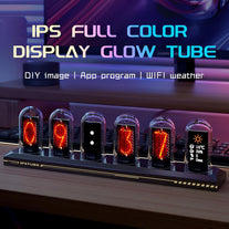 Nixie Tube Clock Glow Tube Clock IPS Color Screen Digital Clock DIY Analog Digital Tube Wifi Time Desktop Desktop Digital Clock Decoration Gift (H401)