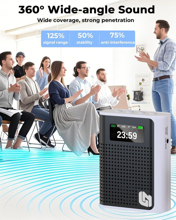 2025 New Upgraded Voice Amplifier Wireless Microphone with Magnetic Lavalier, LED Display Screen, Rechargeable Portable Microphone Speaker for Teachers, Classroom, Yoga, Meetings, Speeches, Tours
