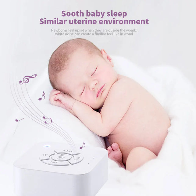 White Noise Sound Machine Sleep Soother with 9 Soothing Sounds Breathing Light Timer Type-C Charging for Baby Home Office Travel