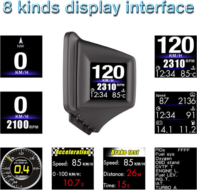 Head up Display, Car HUD P8, OBDII & GPS Dual System, the 1St Model in the Market Can Be Installed on A-Pillar Trim (1)