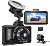 AZDOME Dual Dash Cam Front and Rear, 3 Inch 2.5D IPS Screen Free 64GB Card Car Driving Recorder, 1080P FHD Dashboard Camera, Waterproof Backup Camera Night Vision, Park Monitor, G-Sensor, for Car Taxi