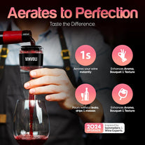 Luxury Wine Aerator - Improved 2024 Red Wine Aerator Decanter with Unique Three-Stage Aeration, Wine Sediment Filter, No-Drip Stand - Quality and Convenience for Wine Lovers and Sommeliers