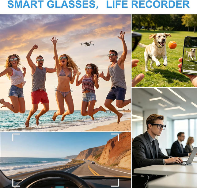 AI Smart Glasses with 4K Video Recording & 8MP Camera Bluetooth 5.4 Open Ear Audio, Built-In AI Assistant & Real-Time Translation, Lightweight Smart Eyewear for Men Women