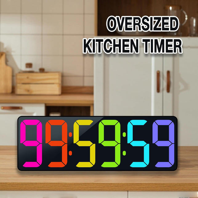RGB Digital Wall Clock Timer with Remote Control, Count up and Down