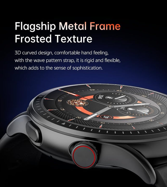 GTR3 Aura Smart Watch Black, 1.43” AMOLED HD Display, Bluetooth Calling, Remote Camera Control, Voice Assistance, Compatible with Android/Ios, 100+ Sports Modes, Waterproof 3 ATM.
